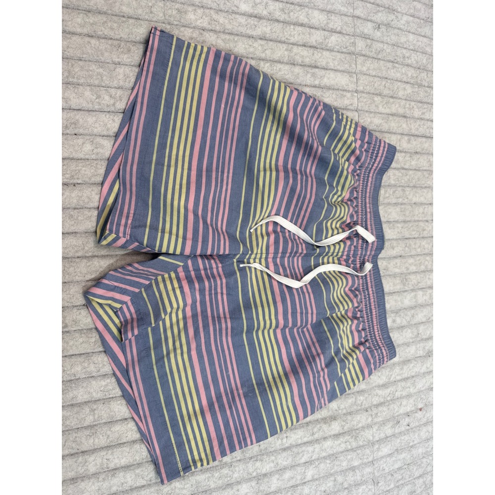 Chubbies Mens Striped Swim Trunks Blue Pink Yellow 5.5 Inch Inseam Size Medium
